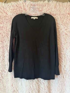 LOFT Black V-Neck Pullover Sweater